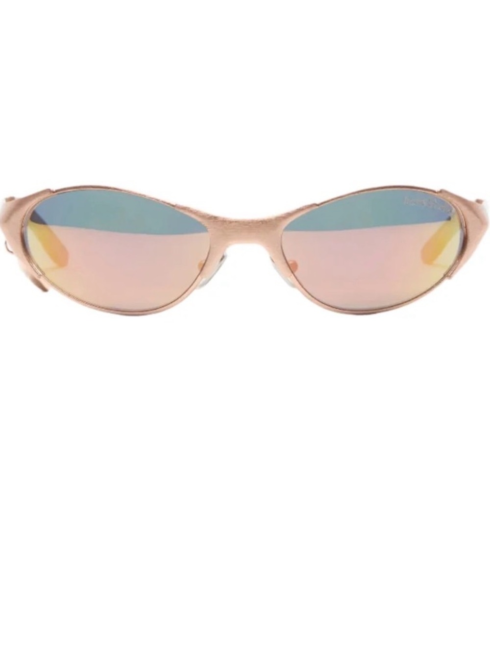 Acne Oval Mirrored Sunglasses in Rose Gold Frames with Pink-Gold Lenses